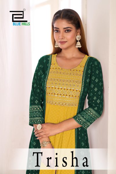 BLUE HILLS TRISHA ANARKALI REYON PRINTED KURTIS