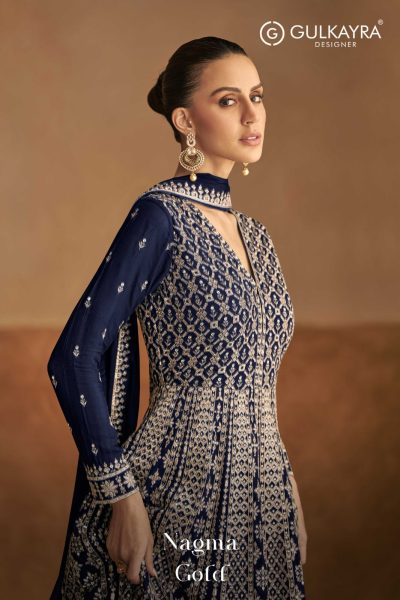 GULKAYRA DESIGNER NAGMA GOLD CHINNON SUITS
