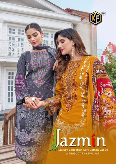 KEVAL FAB JAZMIN VOL 3 COTTON SUITS WHOLESALER
