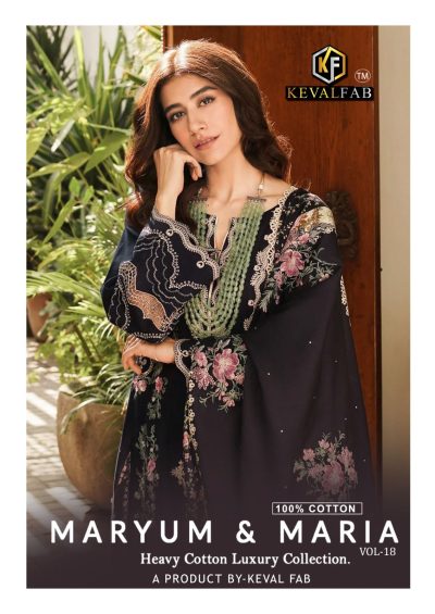 KEVAL FAB MARYUM & MARIA VOL 18 LAWN KARACHI SUITS