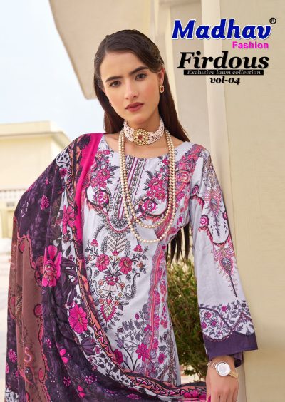 MADHAV FASHION FIRDOUS VOL 4 LAWN KARACHI SUITS