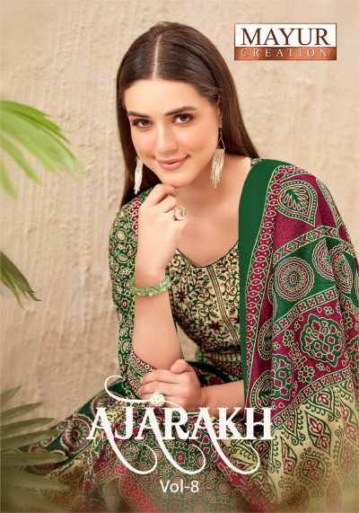 MAYUR CREATION AJARAKH VOL 8 READYMADE KURTIS