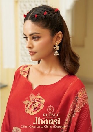 RUPALI JHANSI PURE ORGANZA HAND WORK SUITS