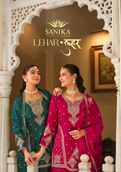 SANIKA FASHION LEHAR CHINNON HAND WORK SUITS