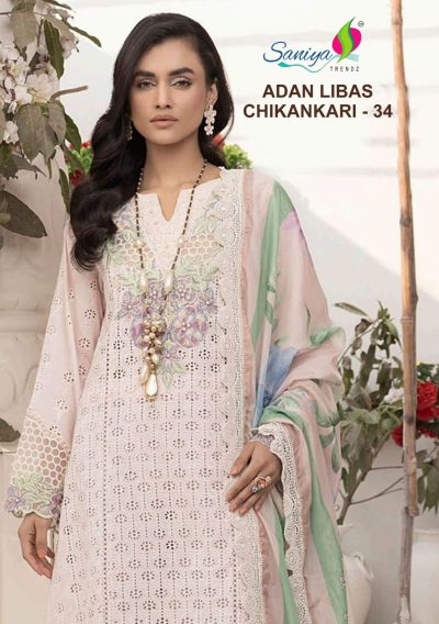 SANIYA TRENDZ ADAN LIBAS CHIKANKARI VOL 34 CATALOG