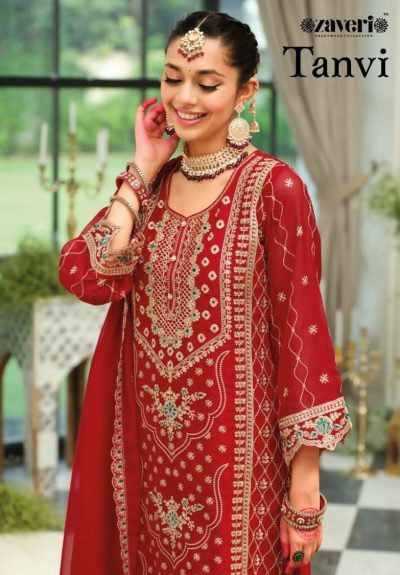 ZAVERI TANVI READYMADE ORGANZA SUITS CATALOG