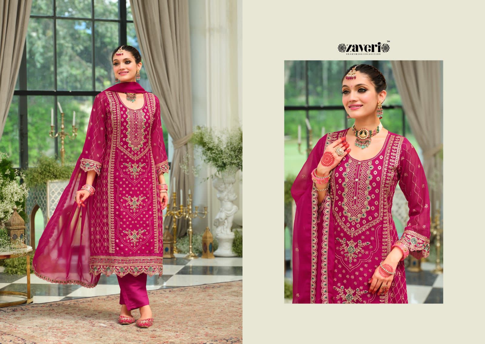 ZAVERI TANVI READYMADE ORGANZA SUITS CATALOG