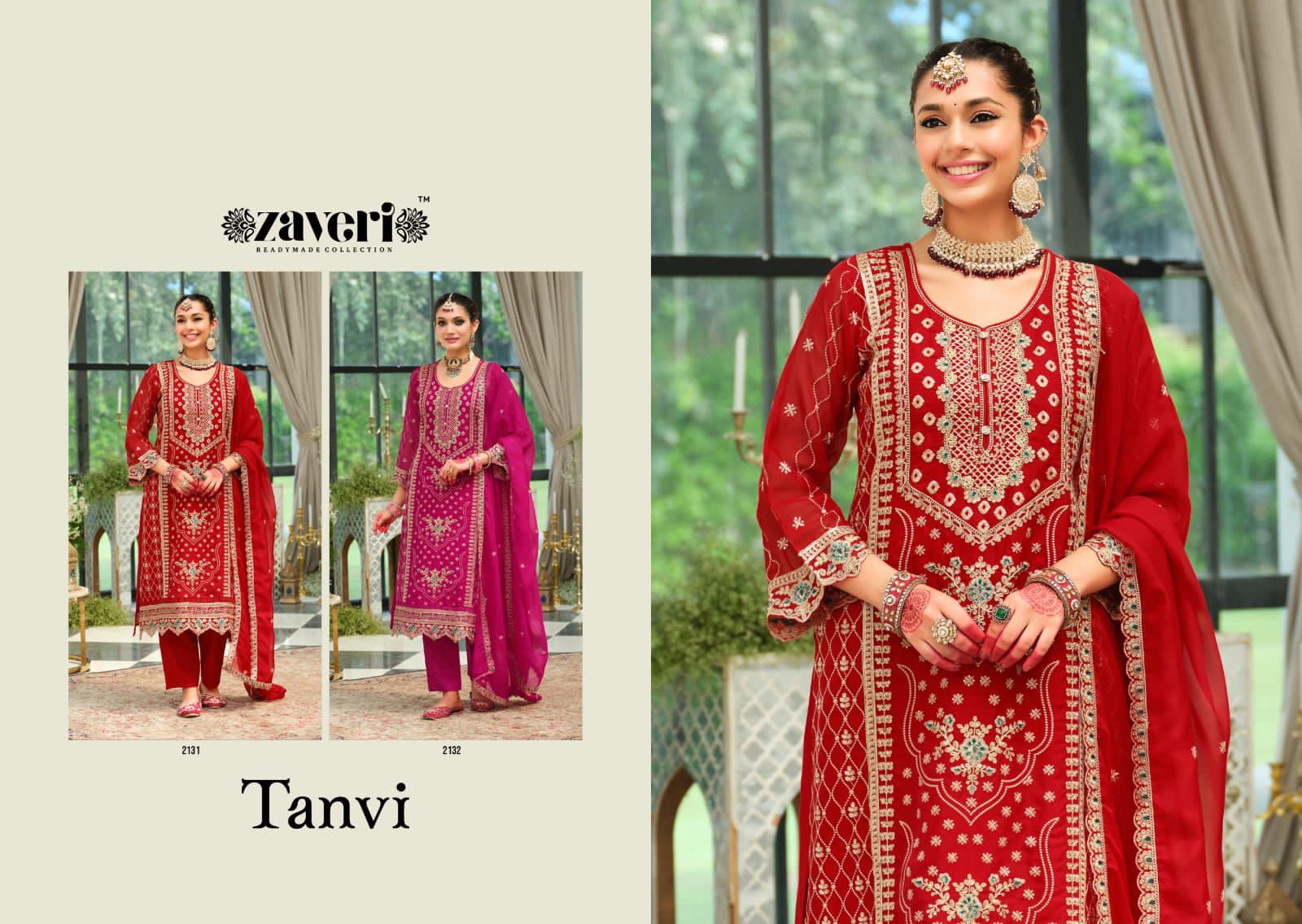 ZAVERI TANVI READYMADE ORGANZA SUITS CATALOG