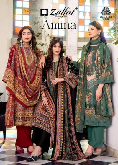 ZULFAT DESIGNER AMINA PURE WOOLLEN PASHMINA SUITS
