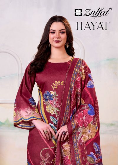 ZULFAT DESIGNER HAYAT PURE COTTON HANDWORK SUITS