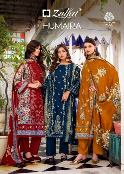 ZULFAT DESIGNER HUMAIRA PURE WOOLEN PASHMINA SUIT