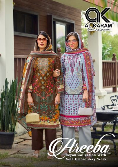 AL KARAM AREEBA VOL 2 REYON COTTON SUITS CATALOG
