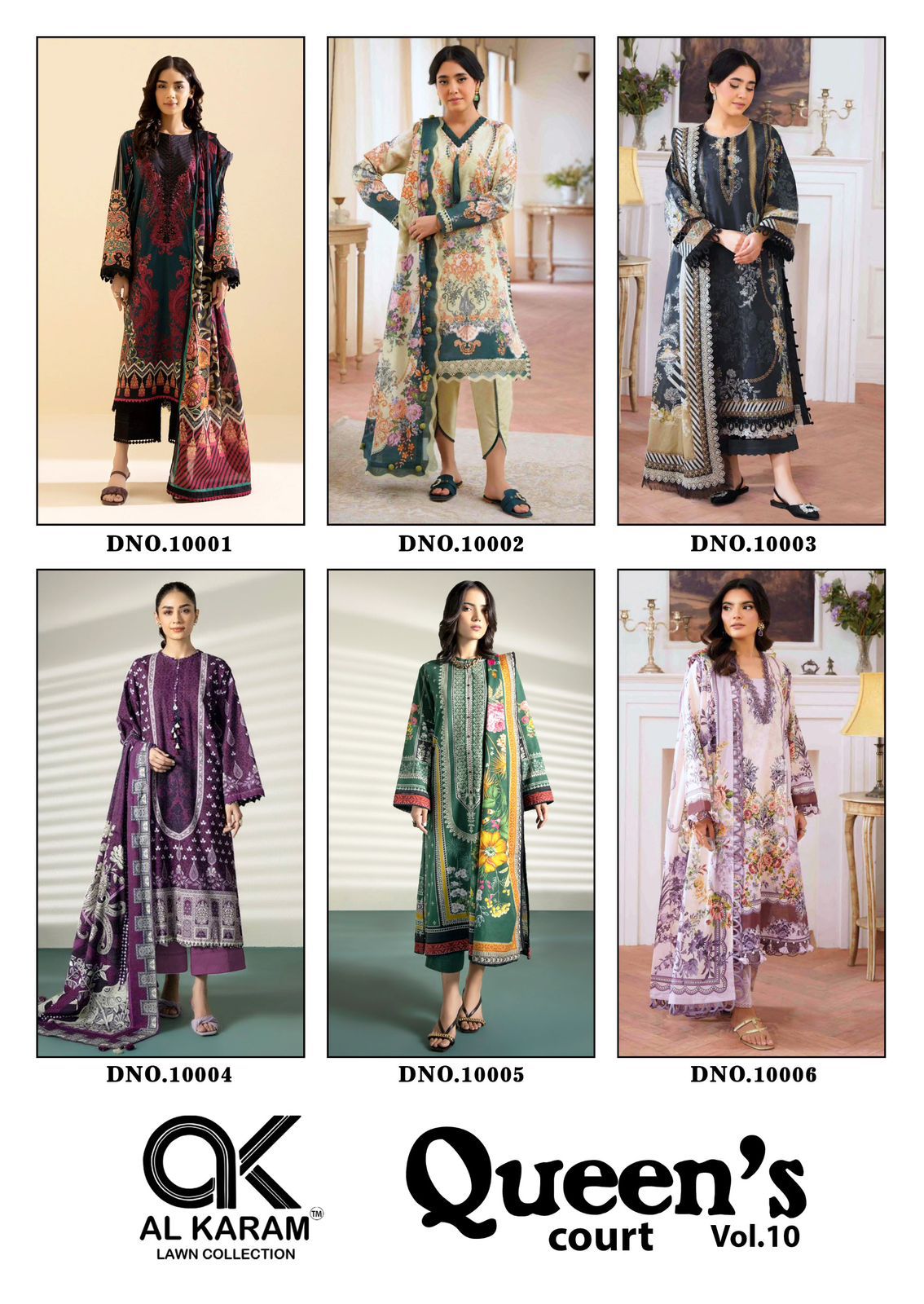 AL KARAM QUEENS COURT VOL 10 LAWN KARACHI SUITS