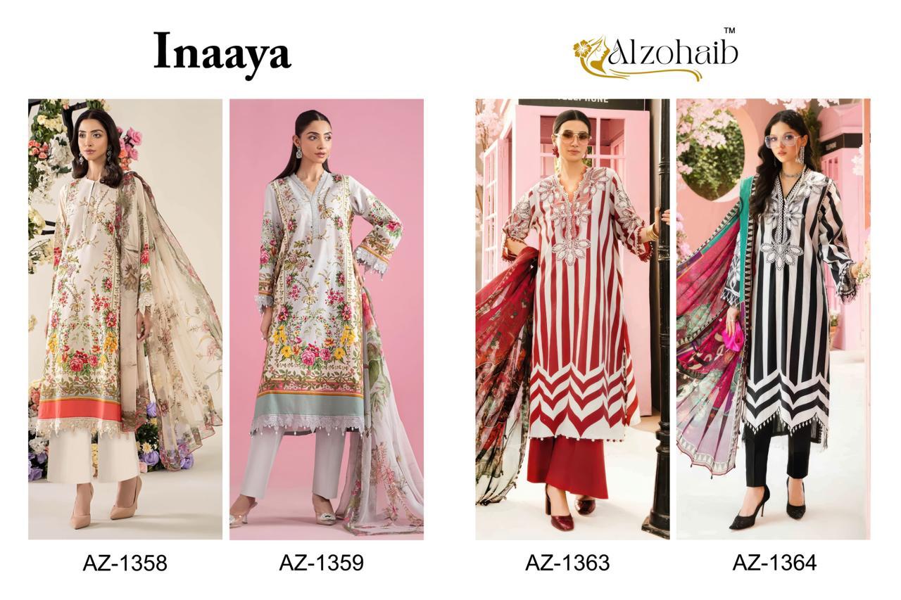 ALZOHAIB INAAYA PAKISTANI COTTON SUITS WHOLESALER