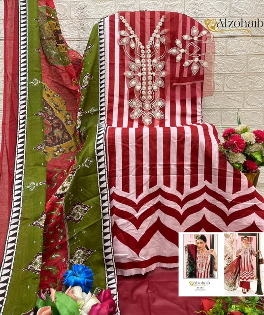 ALZOHAIB INAAYA PAKISTANI COTTON SUITS WHOLESALER