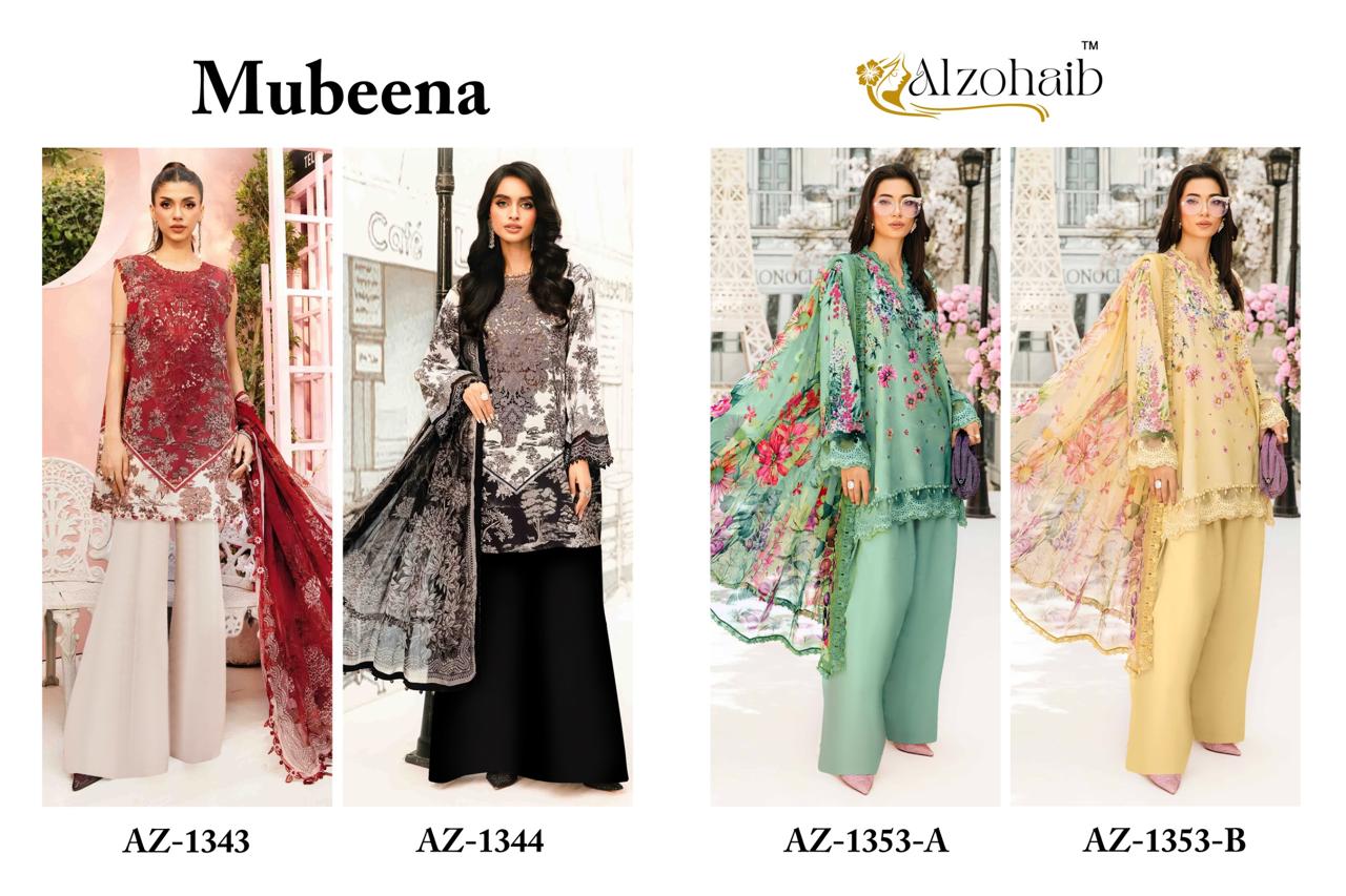 ALZOHAIB MUBEENA PAKISTANI COTTON SUITS CATALOG