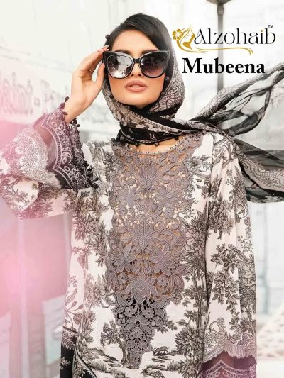ALZOHAIB MUBEENA PAKISTANI COTTON SUITS CATALOG