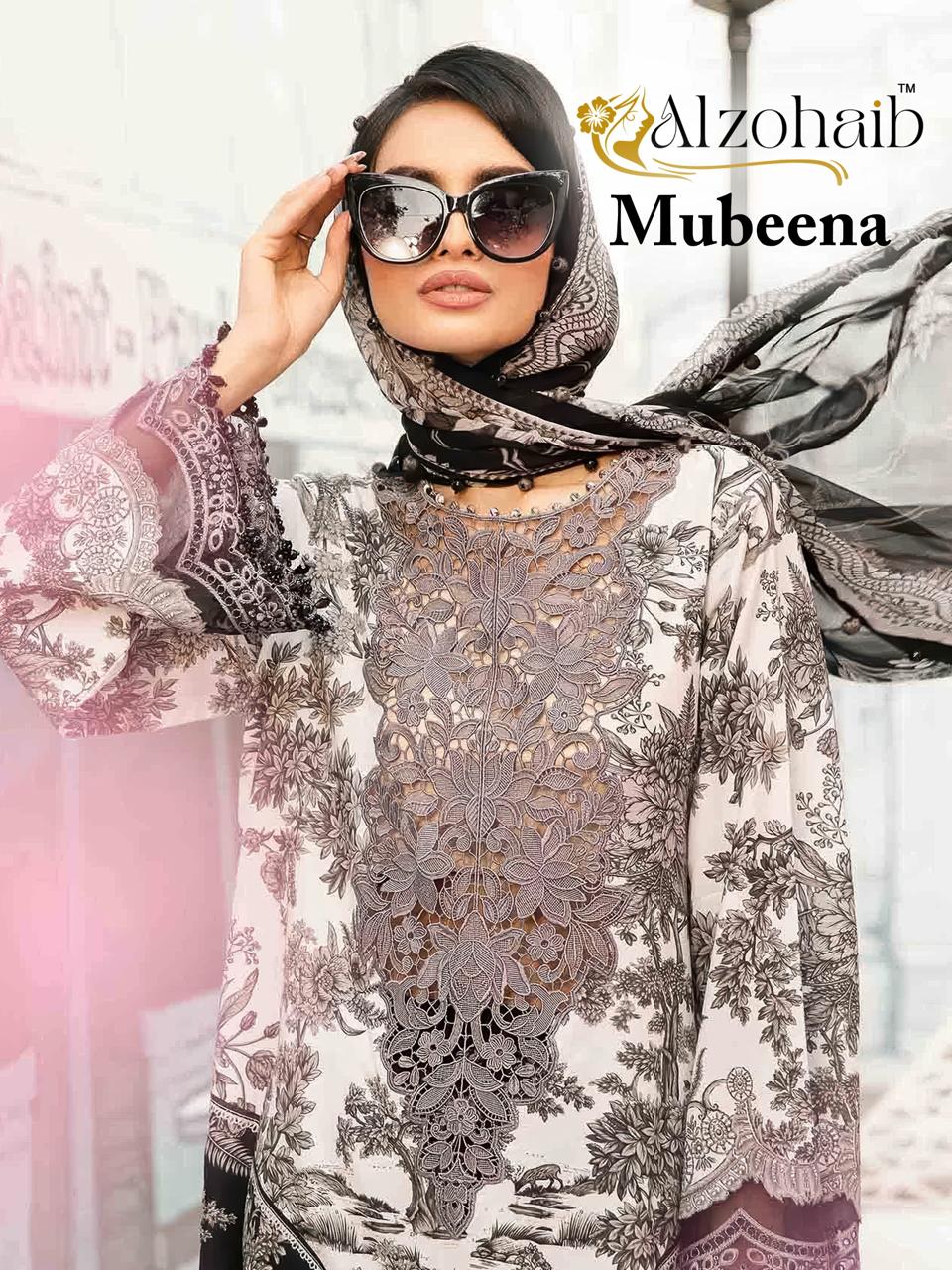 ALZOHAIB MUBEENA PAKISTANI COTTON SUITS CATALOG