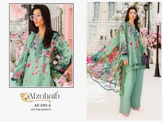 ALZOHAIB MUBEENA PAKISTANI COTTON SUITS CATALOG