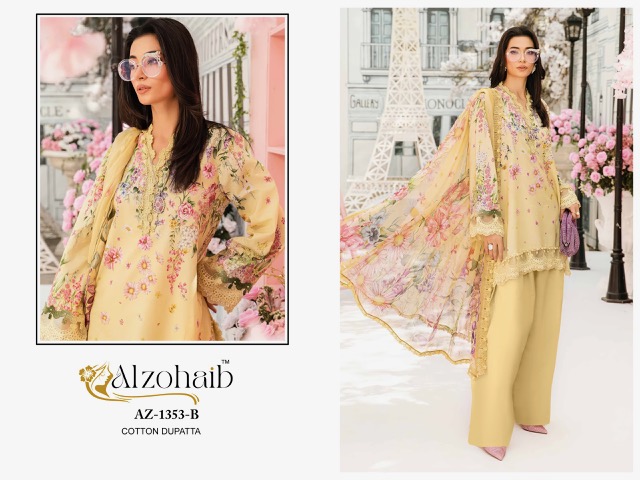 ALZOHAIB MUBEENA PAKISTANI COTTON SUITS CATALOG
