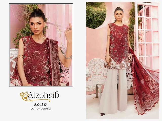 ALZOHAIB MUBEENA PAKISTANI COTTON SUITS CATALOG