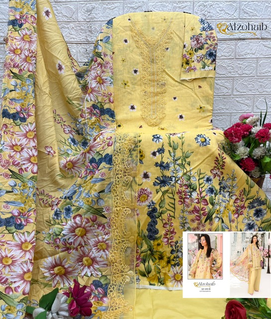 ALZOHAIB MUBEENA PAKISTANI COTTON SUITS CATALOG
