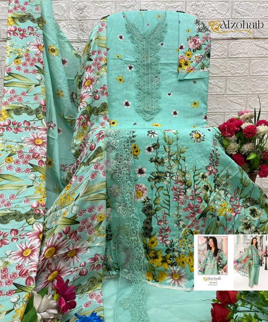 ALZOHAIB MUBEENA PAKISTANI COTTON SUITS CATALOG