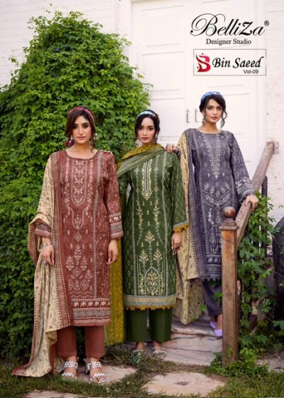 BELLIZA DESIGNER BIN SAEED VOL 9 PURE COTTON SUITS