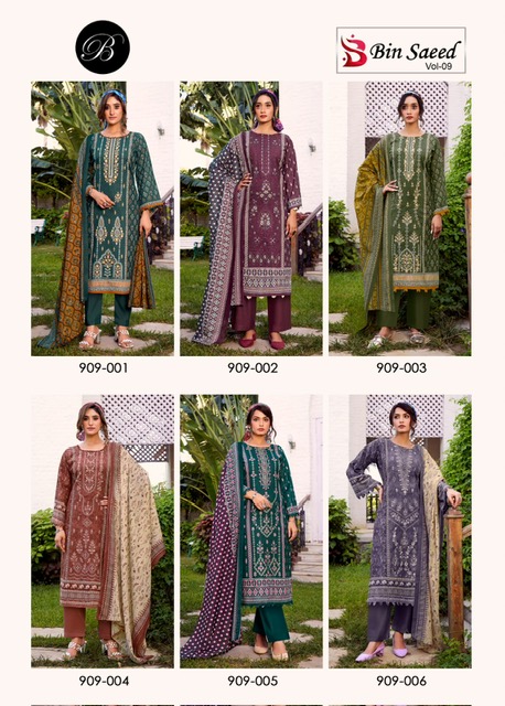 BELLIZA DESIGNER BIN SAEED VOL 9 PURE COTTON SUITS