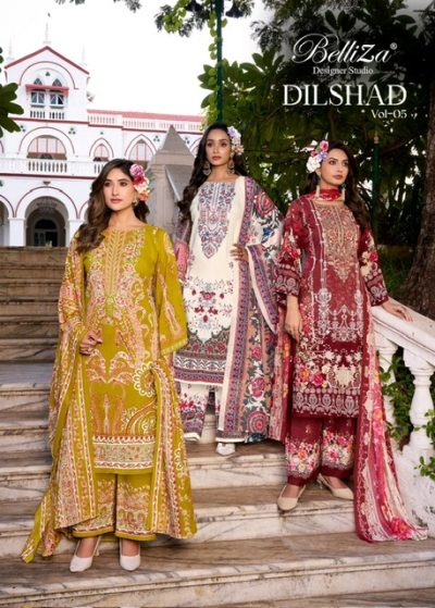 BELLIZA DESIGNER DILSHAD VOL 5 PURE REYON SUITS