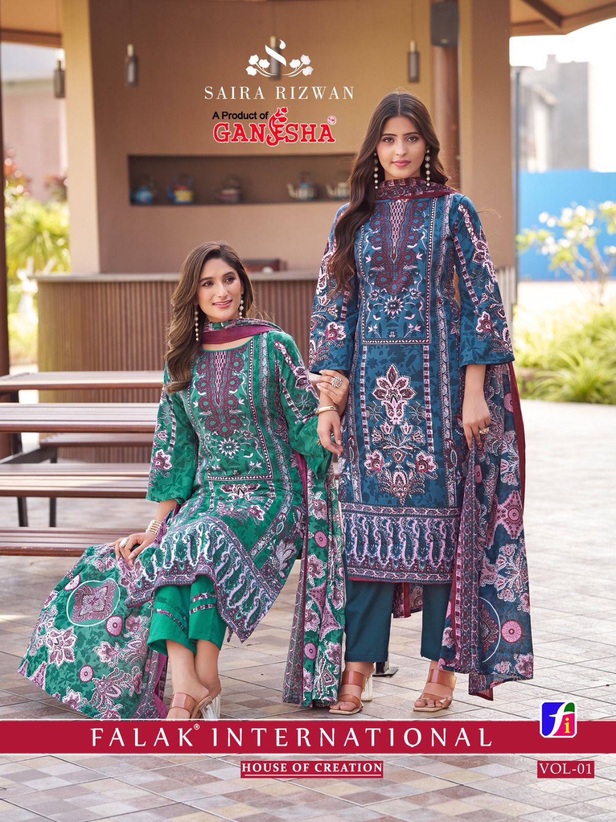 GANESHA SAIRA RIZWAN VOL 1 COTTON KARACHI SUITS