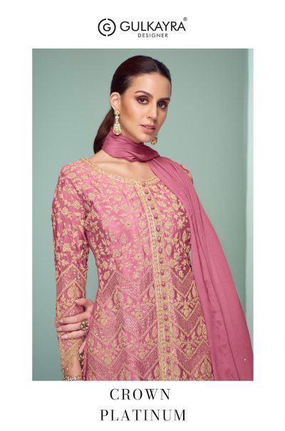 GULKAYRA DESIGNER CROWN PLATINUM READYMADE CHINNON SUITS