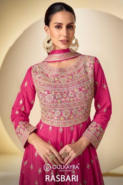GULKAYRA DESIGNER RASBARI READYMADE CHINNON SUIT