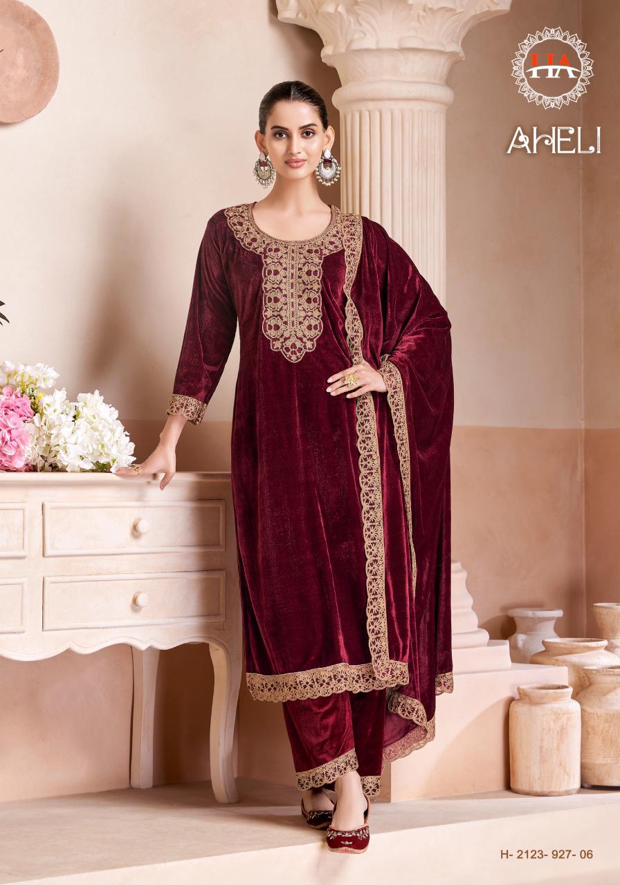 HARSHIT FASHION AHELI PURE VELVET WINTER SUITS