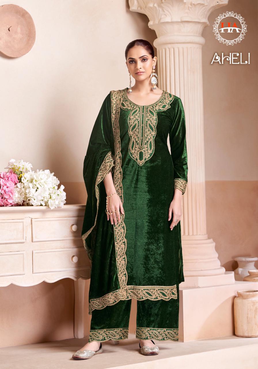 HARSHIT FASHION AHELI PURE VELVET WINTER SUITS