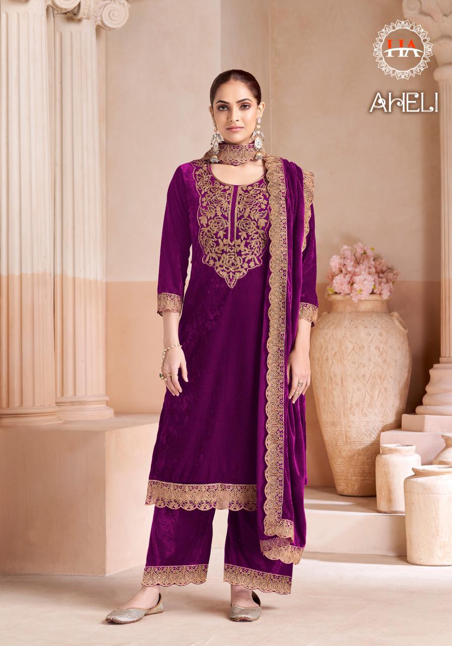 HARSHIT FASHION AHELI PURE VELVET WINTER SUITS
