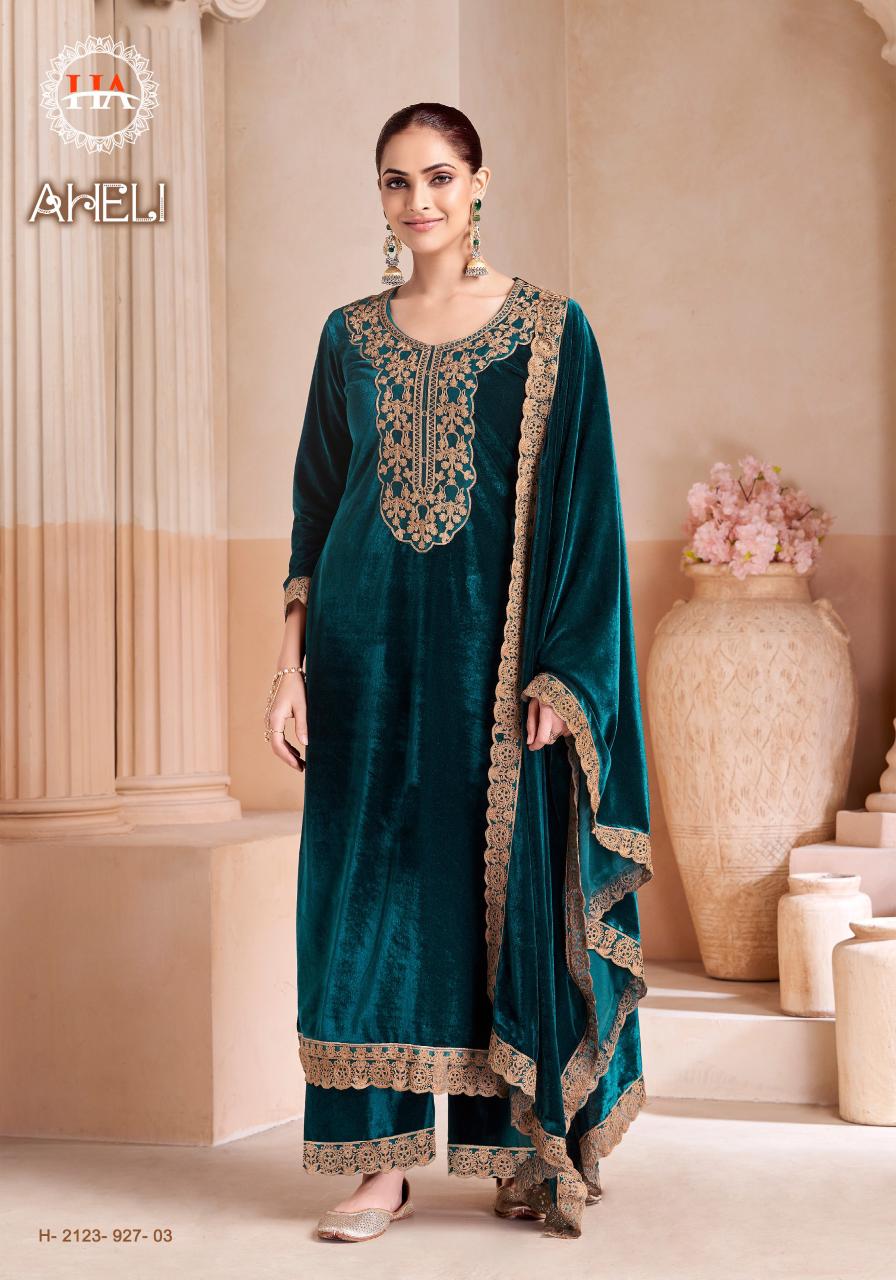 HARSHIT FASHION AHELI PURE VELVET WINTER SUITS