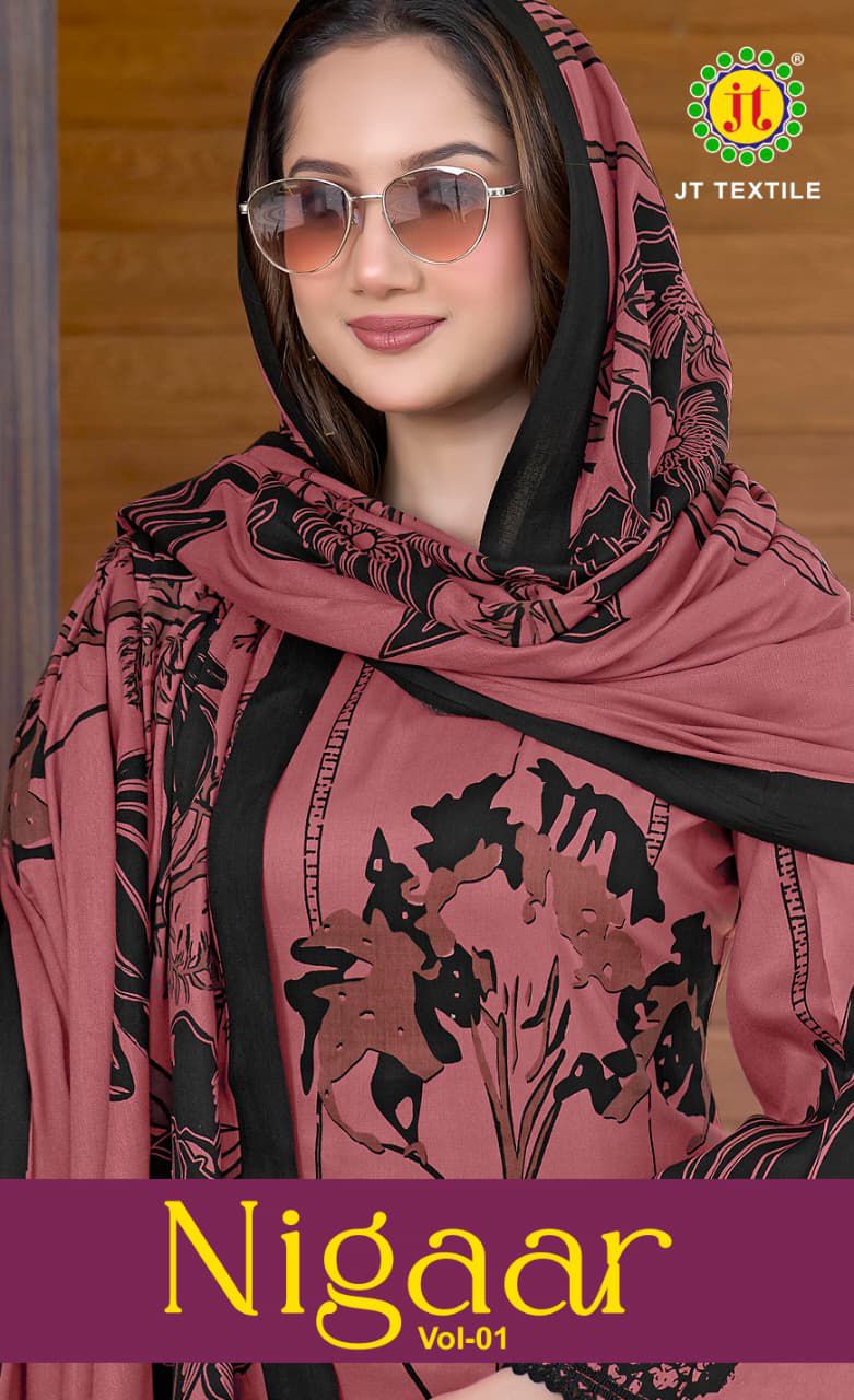 JT TEXTILE NIGAAR VOL 1 REYON PRINTED SUITS CATALOG