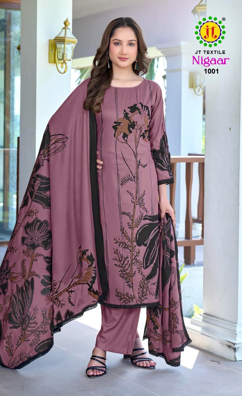 JT TEXTILE NIGAAR VOL 1 REYON PRINTED SUITS CATALOG