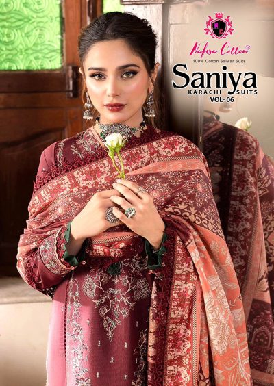 NAFISA COTTON SANIYA VOL 6 KARACHI SUITS WHOLESALE