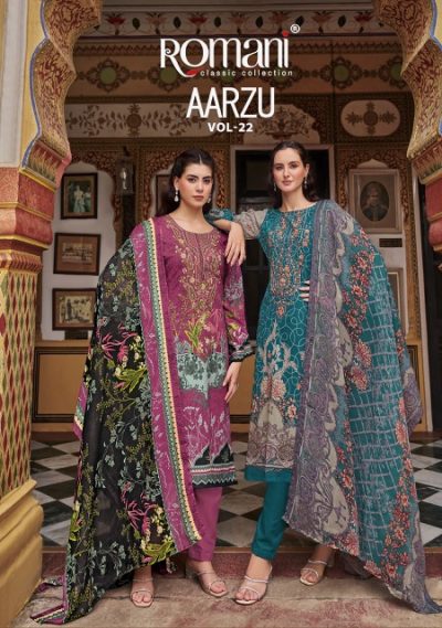 ROMANI AARZU VOL 22 PURE COTTON EMBROIDERY SUITS