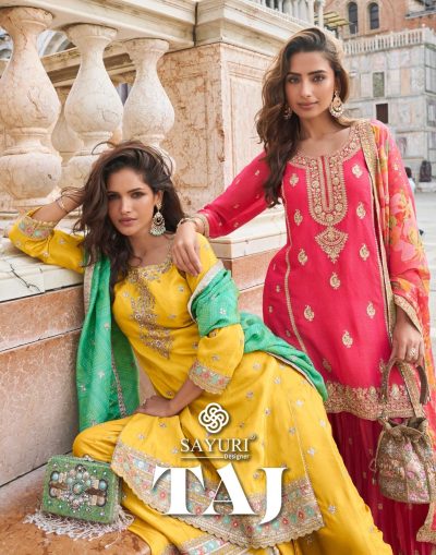 SAYURI DESIGNER TAJ SIMAR SILK SUITS LATEST CATALOG