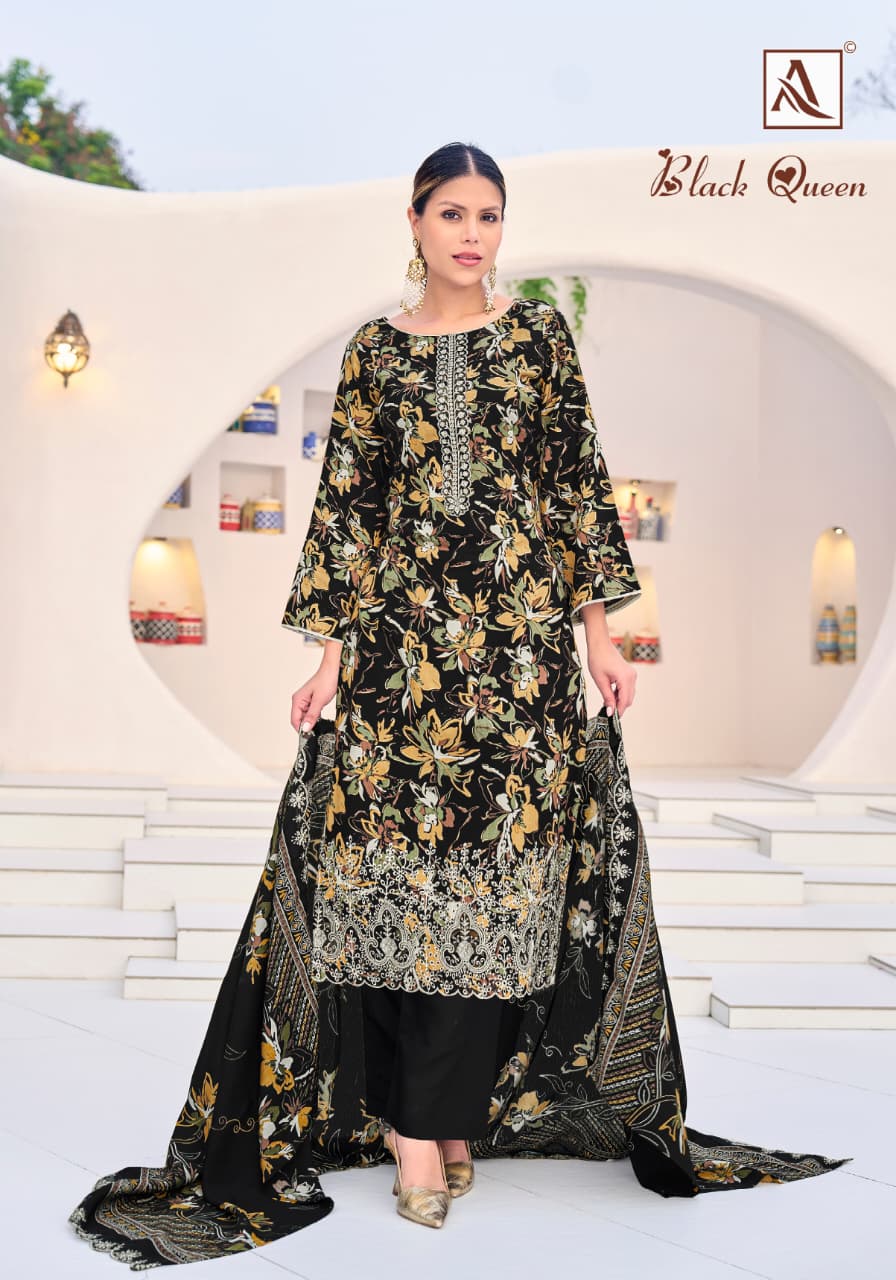 ALOK SUITS BLACK QUEEN REYON EMBROIDERY SUITS