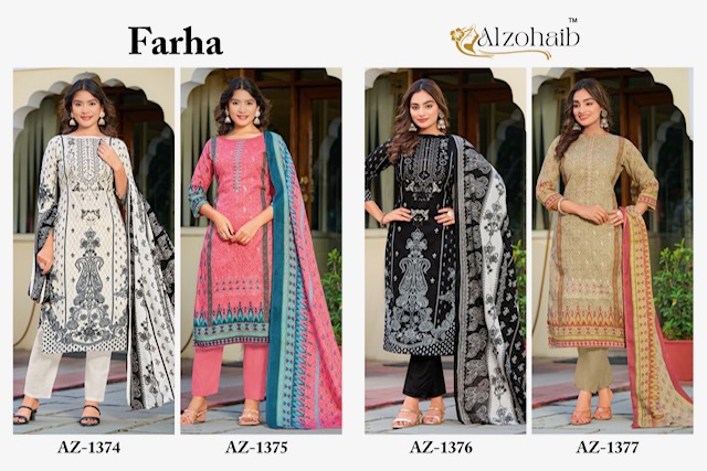 ALZOHAIB FARHA AZ-1374 TO AZ-1377 PAKISTANI SUITS