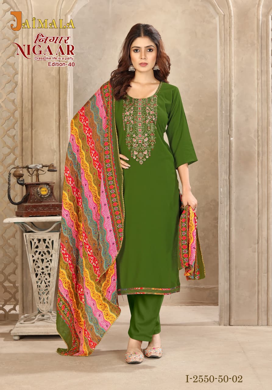 JAIMALA NIGAAR EDITION 40 PURE REYON SUITS