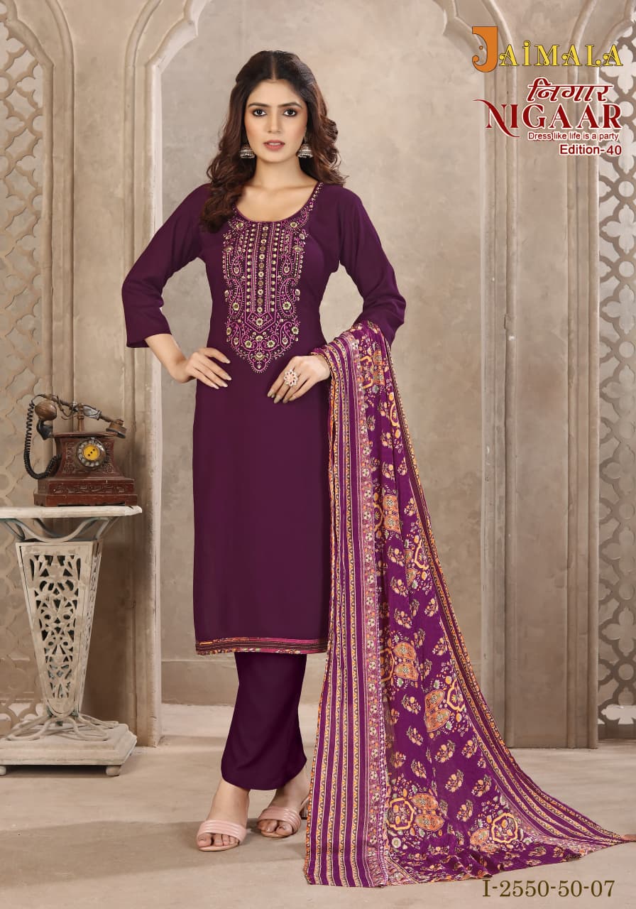 JAIMALA NIGAAR EDITION 40 PURE REYON SUITS