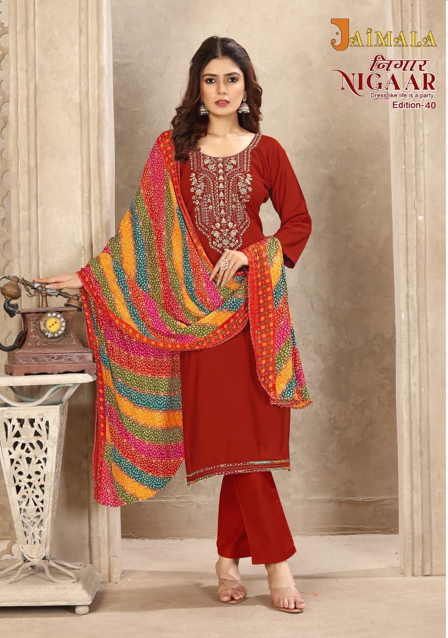 JAIMALA NIGAAR EDITION 40 PURE REYON SUITS