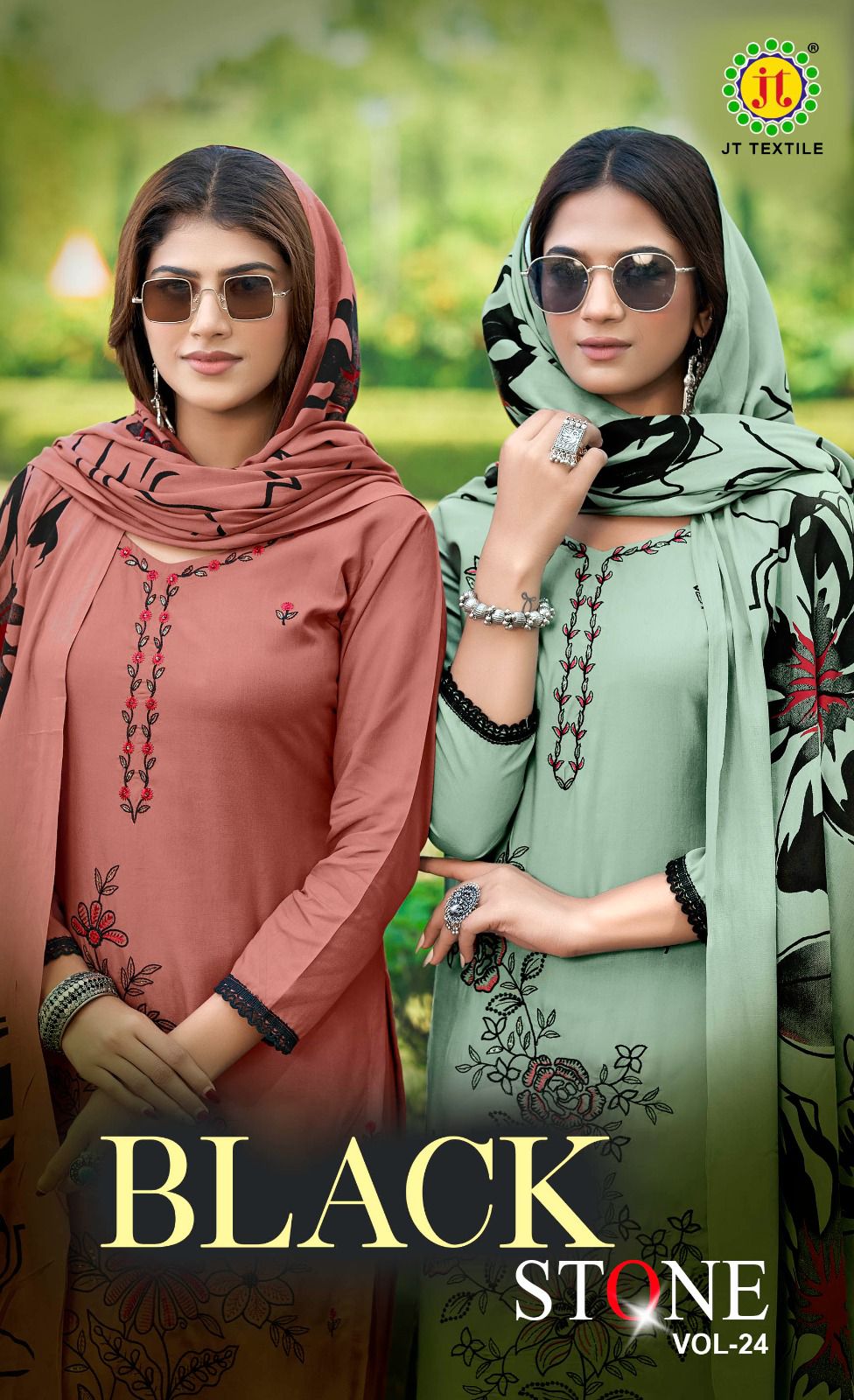 JT BLACK STONE VOL 24 REYON EMBROIDERY SUITS