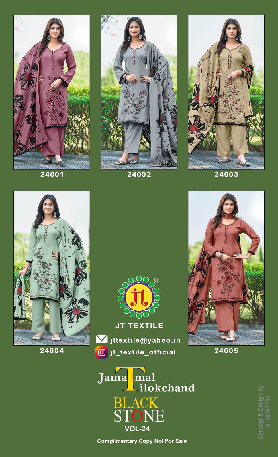 JT BLACK STONE VOL 24 REYON EMBROIDERY SUITS