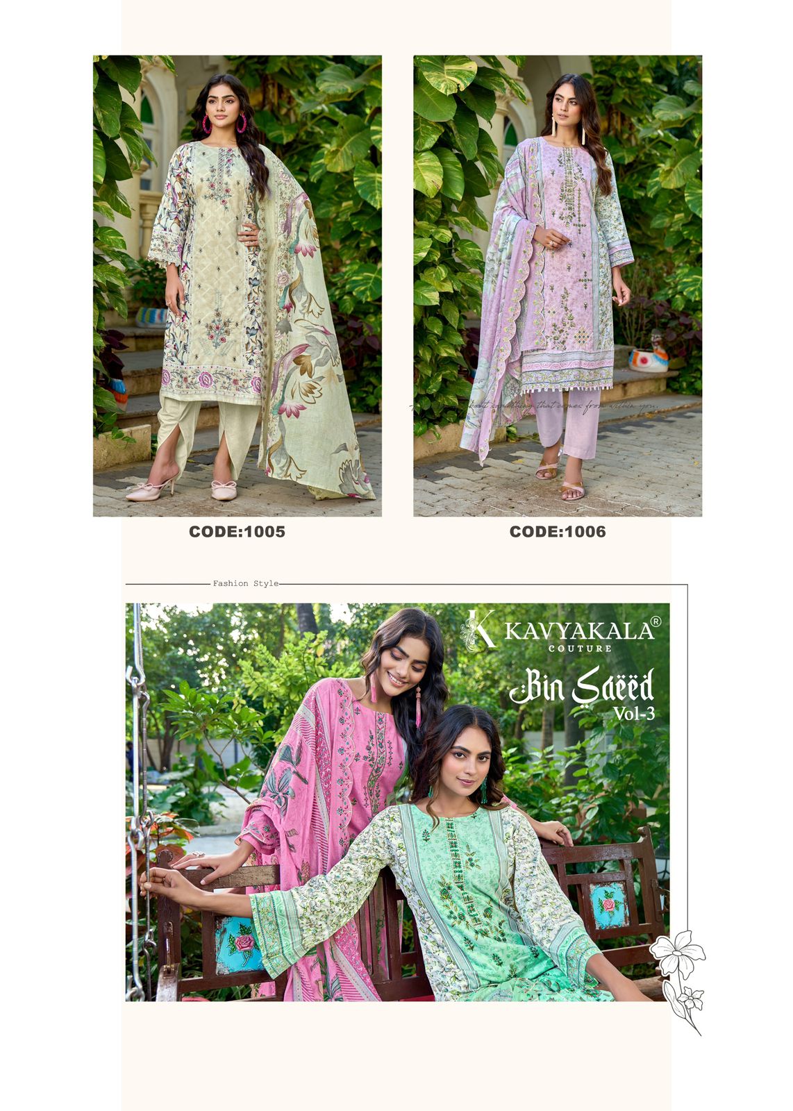 KAVYAKALA COUTURE BIN SAEED VOL 3 CAMBRIC SUITS